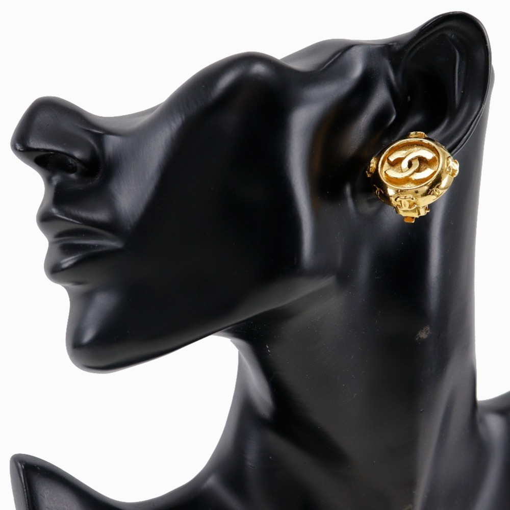 CHANEL Authentic Gold Logo Earrings - Picture 2 of 6
